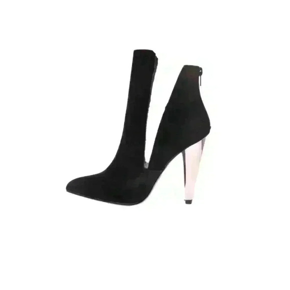 Truffle Collection Womens Hide & Seek Black Vegan Suede Cone Heel Bootie - Picture 2 of 7